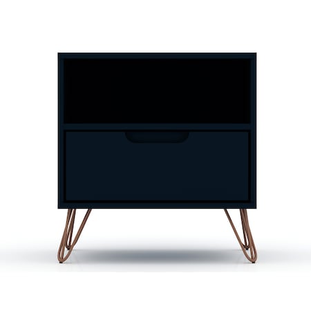 Manhattan Comfort Rockefeller 1.0 Nightstand, Tatiana Midnight Blue 101GMC4